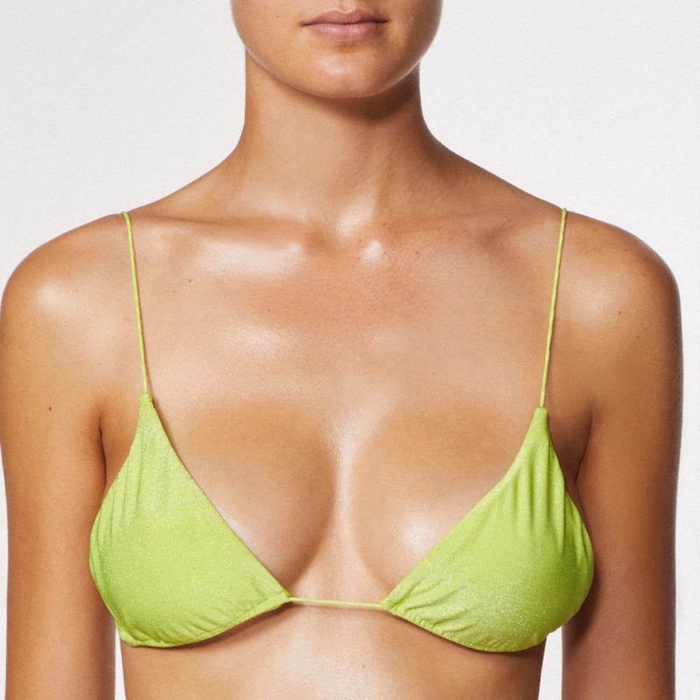 Free People Its Now Cool THE GATHERED TIE UP Bottom - CITRINE LUREX Sz.S Lime